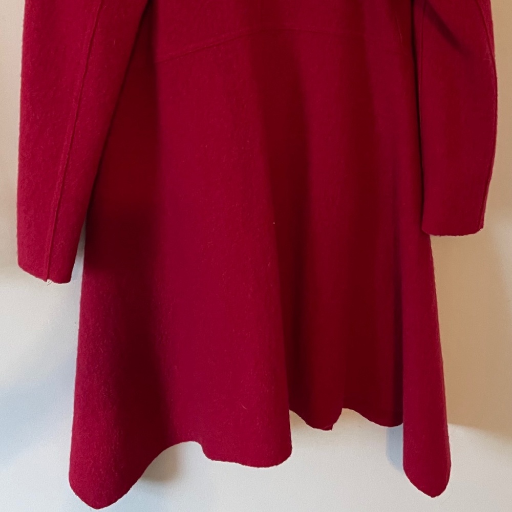 J Jill Womens Red Wool Blend Wrap Coat Mid Length Pockets Small - Picture 4 of 8